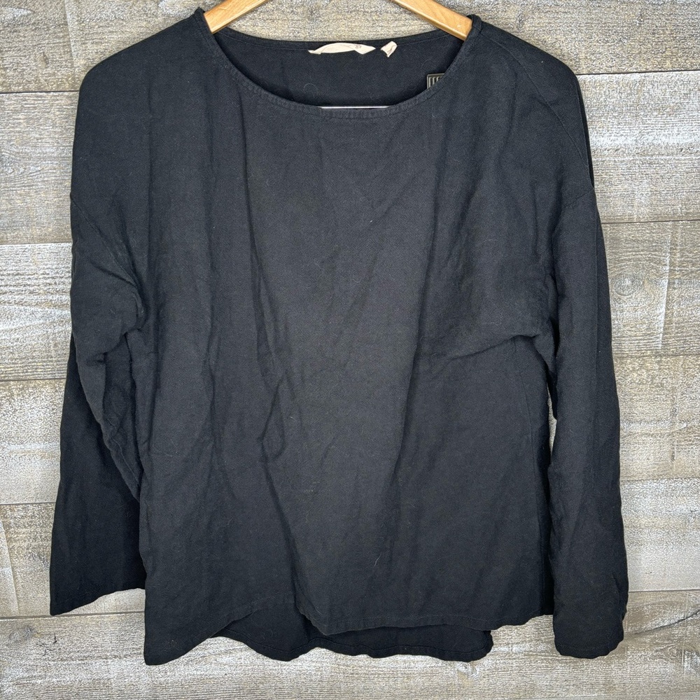 Soft Surroundings black 100% cotton long sleeve top XS
